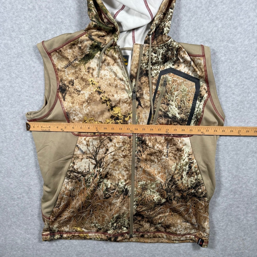 Cabelas ZONZ Camo Full Zip Hooded Vest Mens XL Brown Tan Hunting M33VT008/R - Picture 4 of 10